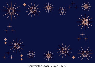 Golden fireworks against a blue background, perfect for New Year celebrations, festivals, and holiday-themed designs.