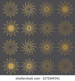 golden fireworks background- vector illustration