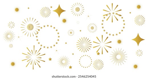 Golden Fireworks background. vector illustration.