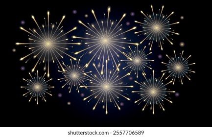 Golden fireworks burst on a dark background, celebrating joy and festive occasions in style