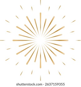 Golden fireworks. Festive fireworks - golden gradient. Isolated vector illustration on transparent background.