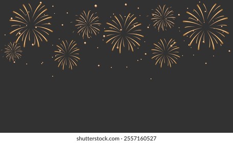 Golden fireworks. On a black background. Vector