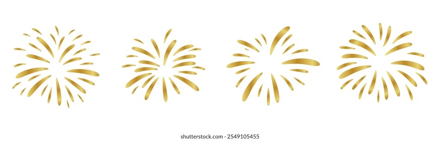 Golden fireworks set, celebration, vector design