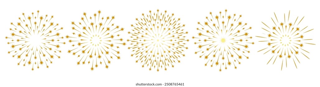 Golden Fireworks vector for new year	