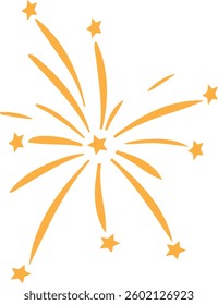 Golden Fireworks,Vector Golden Doodle Fireworks Isolated on White Background, Celebration, Party Icon