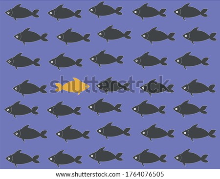 golden fish against the flow