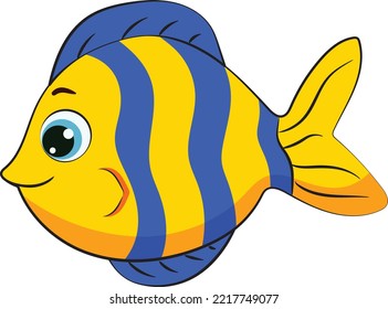 Golden fish cartoon vector art and illustration