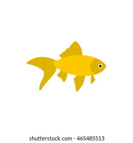 Golden fish icon in flat style on a white background