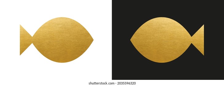 Golden Fish Icon - Vector Logo Symbol