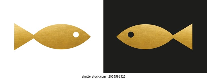 Golden Fish Icon - Vector Logo Symbol