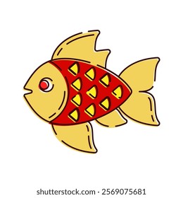 Golden Fish Illustration, A decorative golden fish, symbolizing abundance and wealth in Chinese culture.