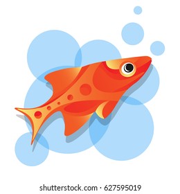 Golden fish illustration, exotic fish drawing isolated