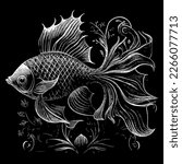 A golden fish illustration shimmers with beauty, its scales catching the light. Graceful and delicate, it brings a touch of magic to any scene