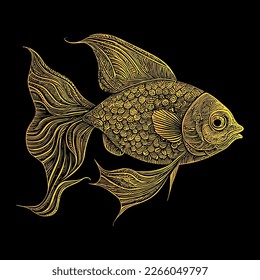 A golden fish illustration shimmers with beauty, its scales catching the light. Graceful and delicate, it brings a touch of magic to any scene