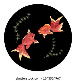 Golden fish. Koi. Vector design elements.