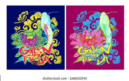 golden fish is mean great women illustration design for sukajan is mean japan traditional cloth or t-shirt with digital hand drawn Embroidery Men T-shirts Summer Casual Short Sleeve Hip Hop T Shirt St