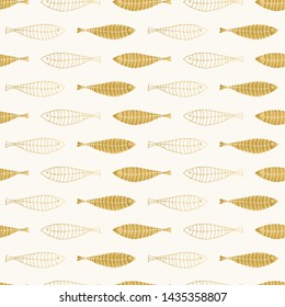 Golden fish pattern. Cute children textile design. Vector illustration.