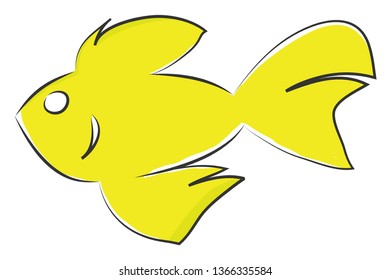 Golden fish sketch illustration basic RGB vector on white background