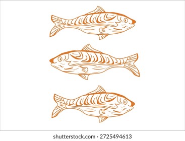 goldener Fisch, Vektordesign handgezeichnet