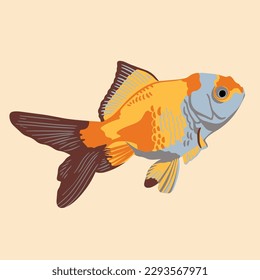 Golden fish. Vector illustration in a flat style. Suitable for print, design, logo, posters, fabric print