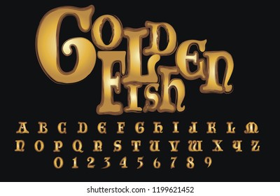 Golden Fish. Vintage font design. 