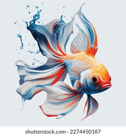 golden fish in water . vector illustration