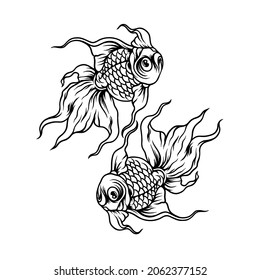 Golden Fish Yin Yang Silhouette Illustration for your business or merchandise