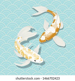 Golden Fish Zodiac Japanese Seamless Design