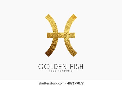 Golden fish. Golden zodiac sign. Fish zodiac