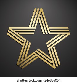 Golden five pointed star