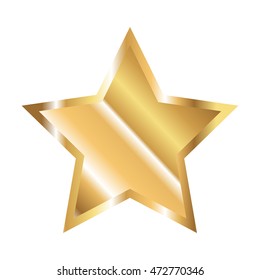 Golden five pointed star icon isolated on white background. Trendy logo design template.