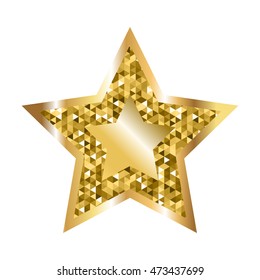 Golden five pointed star icon isolated on white background. Trendy logo design template.