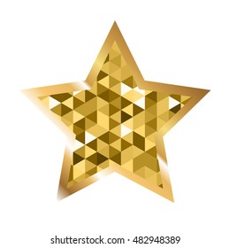 Golden five pointed star icon isolated on white background. Trendy logo design template.