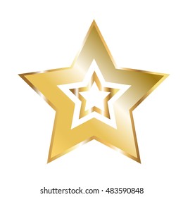 Golden five pointed star icon isolated on white background. Trendy logo design template.