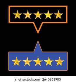 Golden Five Star Feedback Icons set on a Black Background.