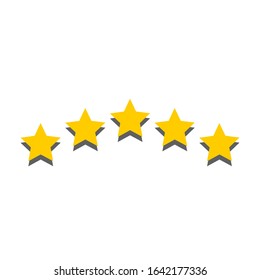 golden five stars on white background. vector illustration