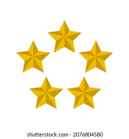 golden five stars ranking vector icon 