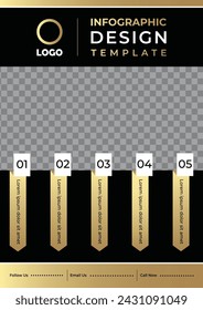 Golden Five steps, points infographic template