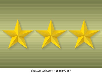 Golden Five-Pointed Military Stars. Icon, Sign, Logo, Design Element for Your Illustration