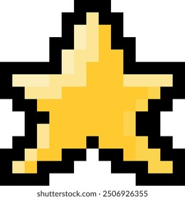 Golden five-pointed pixel art star symbolizing retro video games and winning.