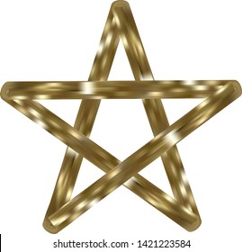 Golden five-pointed star with iridescent sides. Design element. Vector illustration.