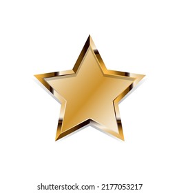 Estrella dorada de cinco puntas sobre fondo blanco aislado, ilustración vectorial