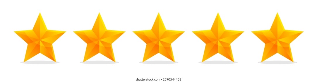 Golden Five-Star Rating Vector Icons Set
