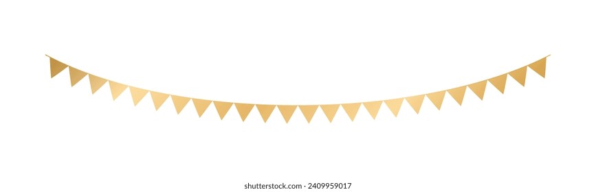 Goldene Flaggen, Garland, festlicher Geburtstag, Weihnachtsfeier, Hangshäuser, Garnelen, Vektorgrafik