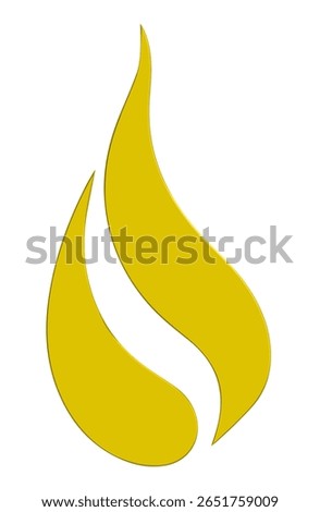 Golden Flame Icon - Energy, Light and Passion Symbol