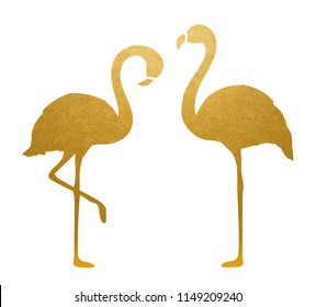 Golden Flamingo. Isolated. Vector.