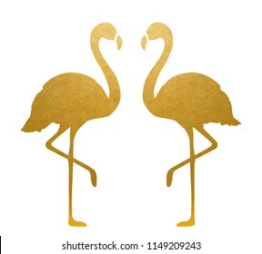 Golden Flamingo. Isolated. Vector.