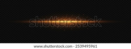 Golden flash light line of light. On a transparent background.
