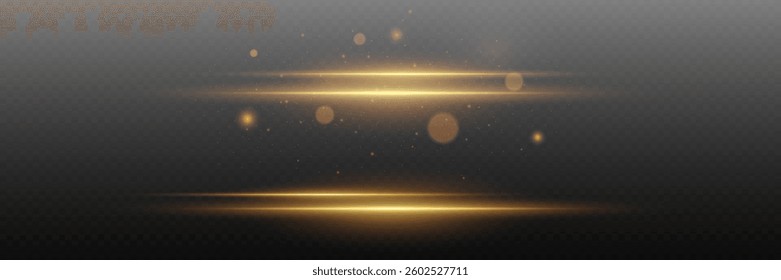 Golden flash lines, luminous effect of light and sparks explosion.