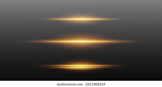 Golden flash lines, luminous effect of light and sparks explosion.
